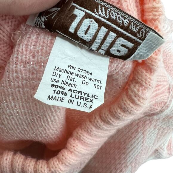 Vintage Jolie Baby Pink White Snowflake Pullover Jumper Sweater - Picture 5 of 6